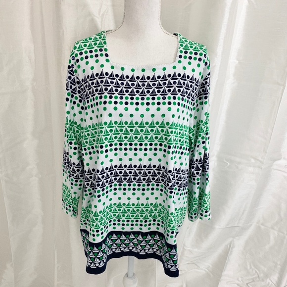 Alfred Dunner Tops - ALFRED DUNNER    SAIL BOAT   TUNIC TOP    PLUS 2X